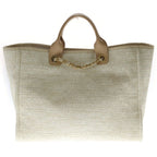 Chanel Deauville MM Canvas Tweed 2-Way Hand Chain Shoulder Tote Gold Beige — view 2