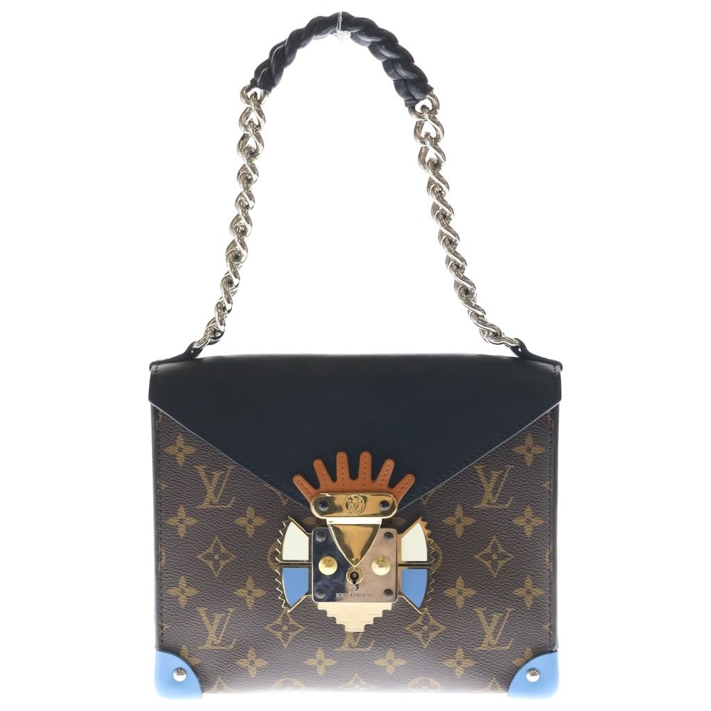 Louis Vuitton Monogram Pochette Mask Leather Hand Chain Shoulder Bag Gold Brown