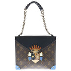 Louis Vuitton Monogram Pochette Mask Leather Hand Chain Shoulder Bag Gold Brown