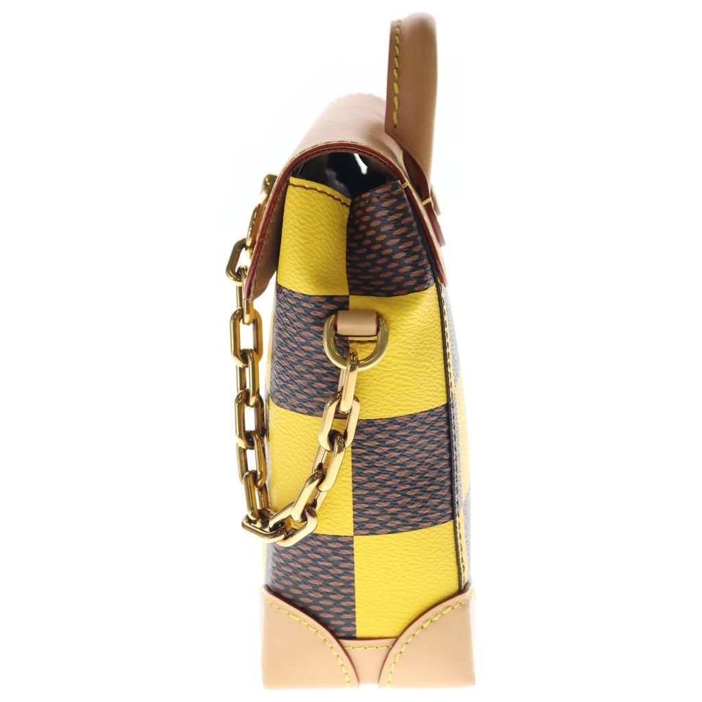 Louis Vuitton Damier Pop Nano Steamer Leather Shoulder Bag Brown Yellow — view 3