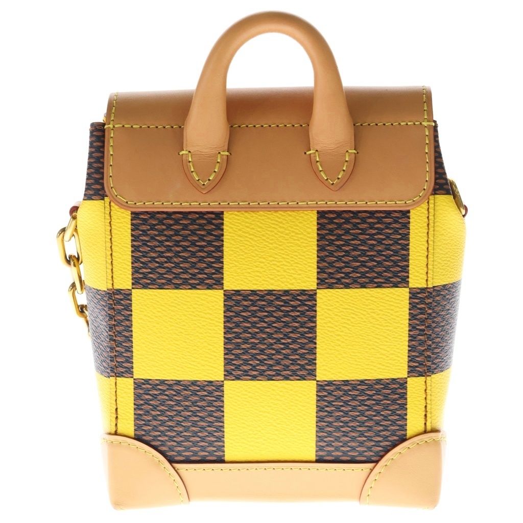 Louis Vuitton Damier Pop Nano Steamer Leather Shoulder Bag Brown Yellow — view 2