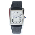 Cartier Tank Must XL Silver Dial Leather Automatic Winding Watch Black