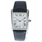 Cartier Tank Must XL Silver Dial Leather Automatic Winding Watch Black