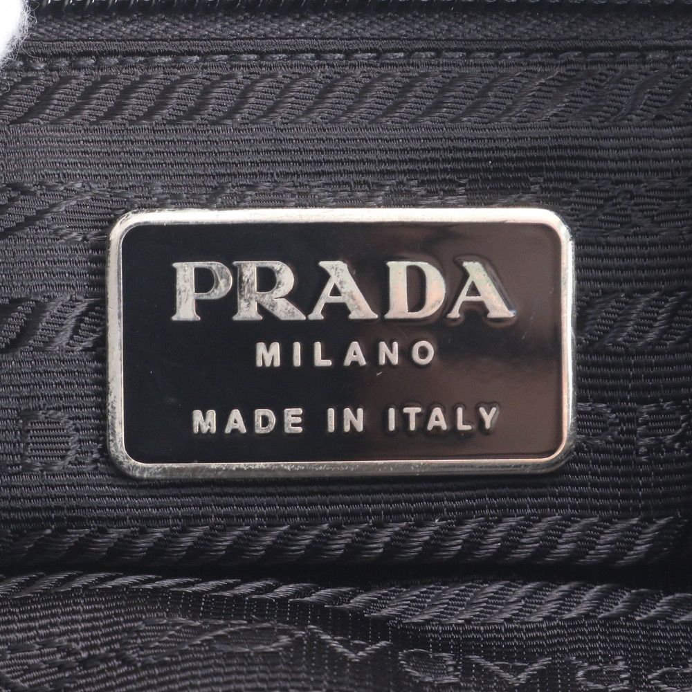 Prada Tessuto Nylon Triangle Logo Leather Shoulder Bag Crossbody Messenger — view 9