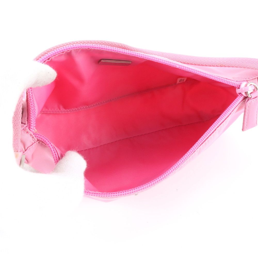 Prada Tessuto Nylon Leather Handbag Pink Pouch — view 7