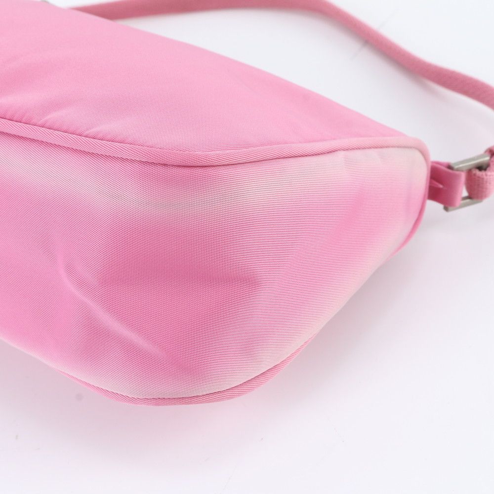 Prada Tessuto Nylon Leather Handbag Pink Pouch — view 4