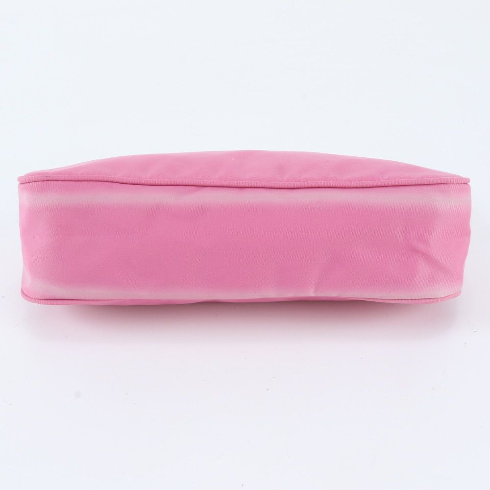 Prada Tessuto Nylon Leather Handbag Pink Pouch — view 5