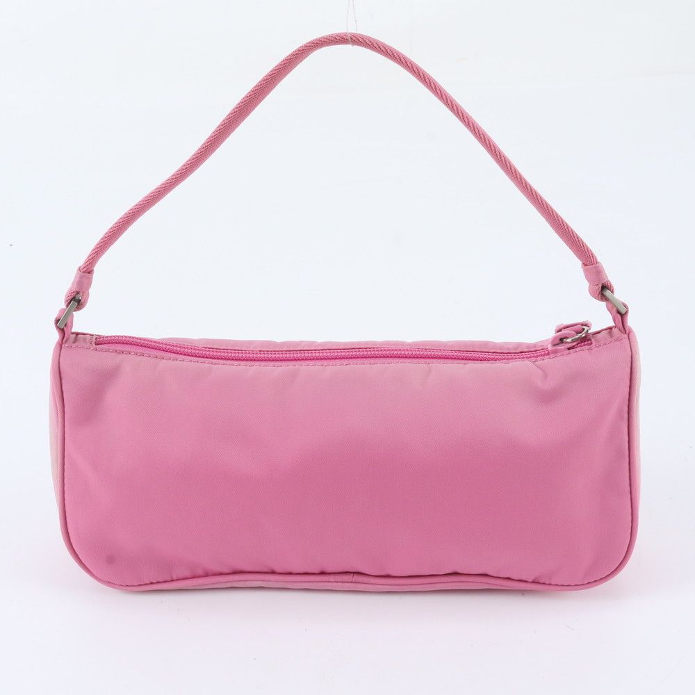 Prada Tessuto Nylon Leather Handbag Pink Pouch — view 3