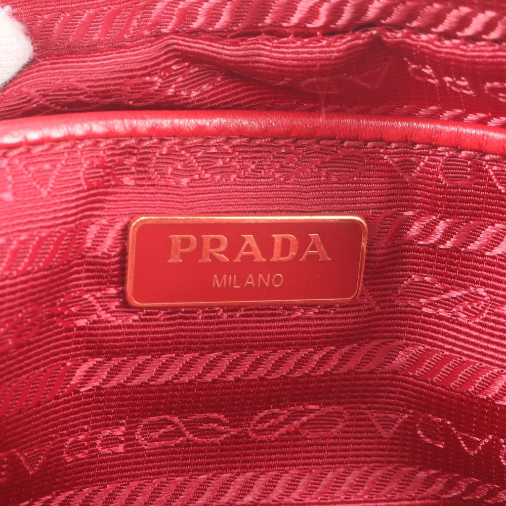 Prada Tessuto Nylon Ribbon Motif Mini 2-Way Shoulder Bag Crossbody Leather — view 8