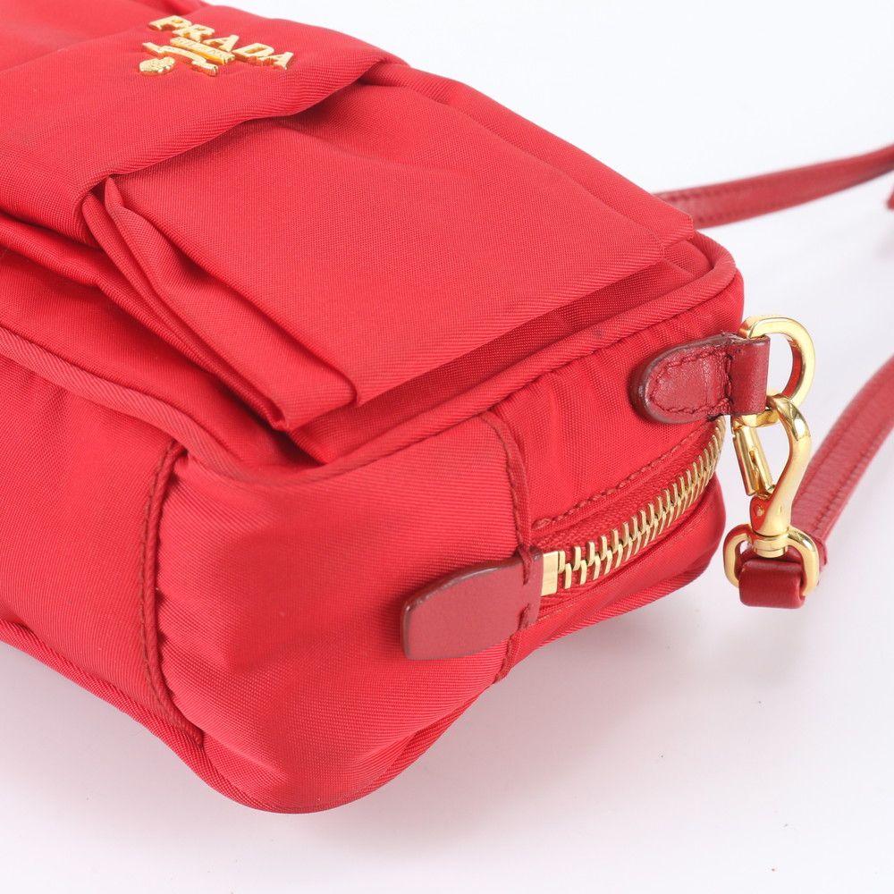 Prada Tessuto Nylon Ribbon Motif Mini 2-Way Shoulder Bag Crossbody Leather — view 4