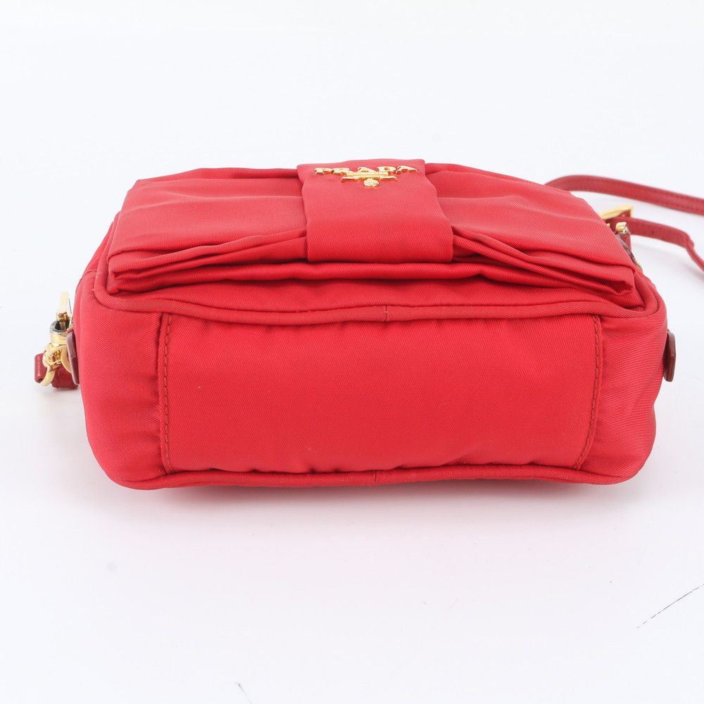 Prada Tessuto Nylon Ribbon Motif Mini 2-Way Shoulder Bag Crossbody Leather — view 5