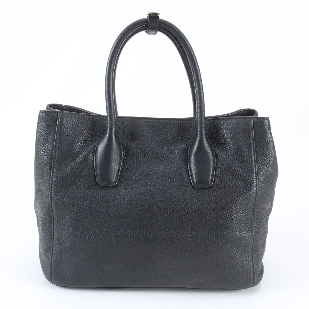 Prada Triangle Logo Leather Tote Shoulder — view 3