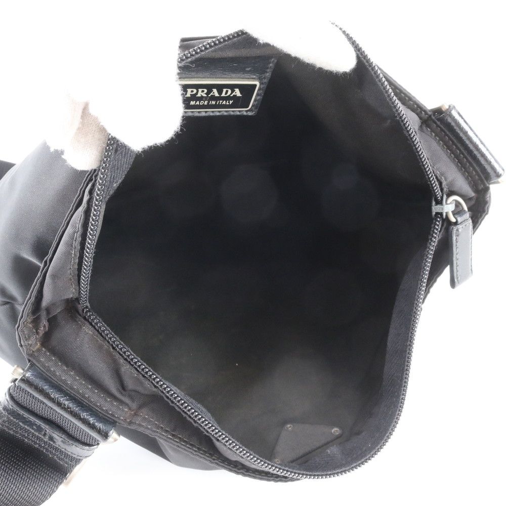 Prada Tessuto Nylon Triangle Logo Leather Shoulder Bag Crossbody Messenger — view 7
