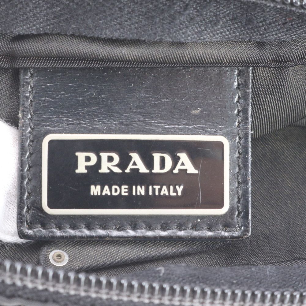 Prada Tessuto Nylon Triangle Logo Leather Shoulder Bag Crossbody Messenger — view 8