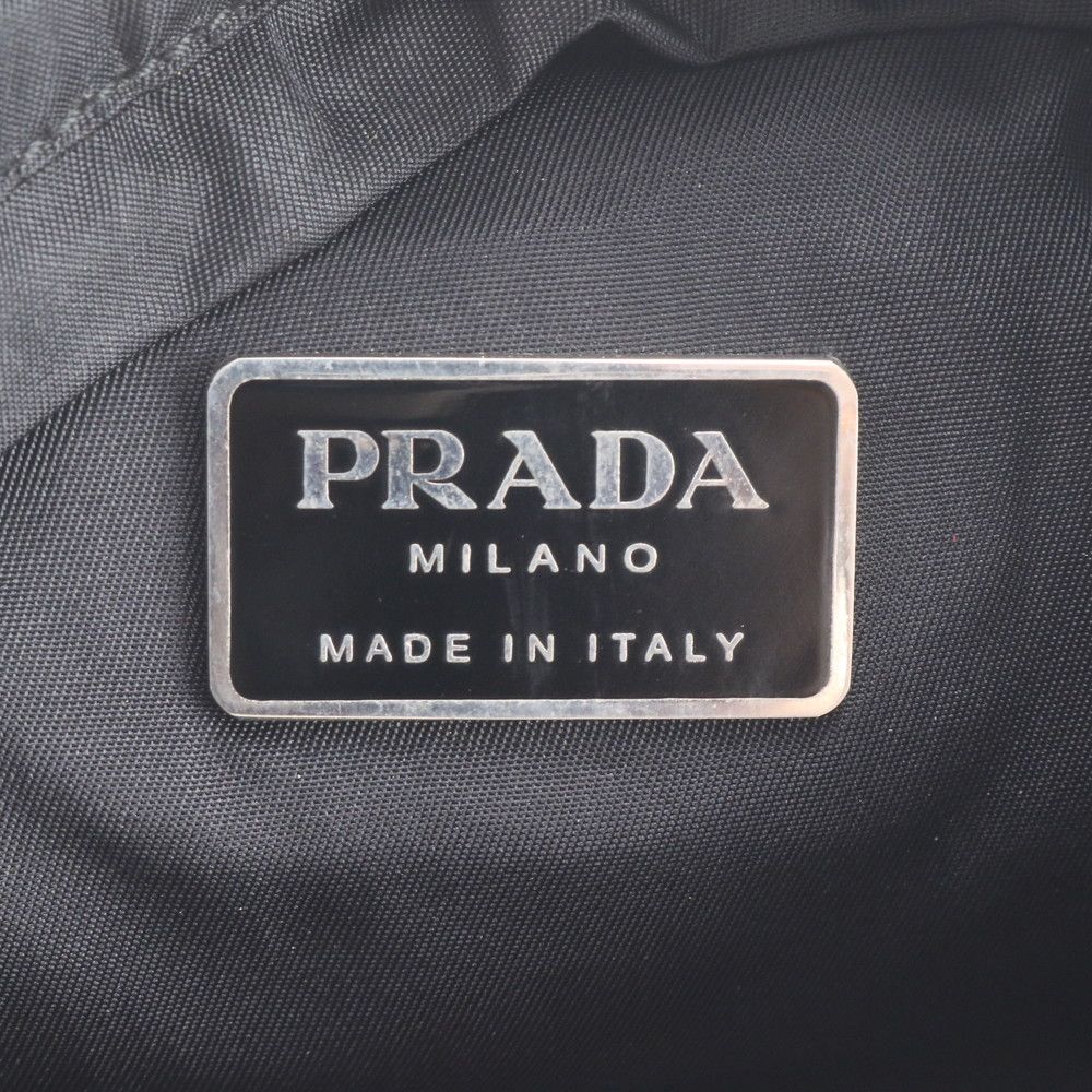 Prada Tessuto Nylon Triangle Logo Leather Shoulder Bag Crossbody Messenger — view 9