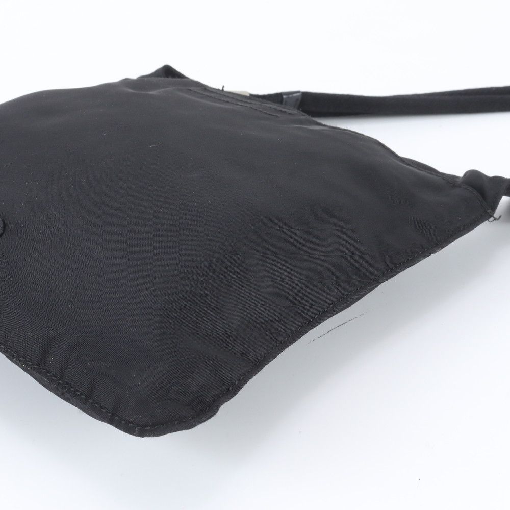 Prada Tessuto Nylon Triangle Logo Leather Shoulder Bag Crossbody Messenger — view 4