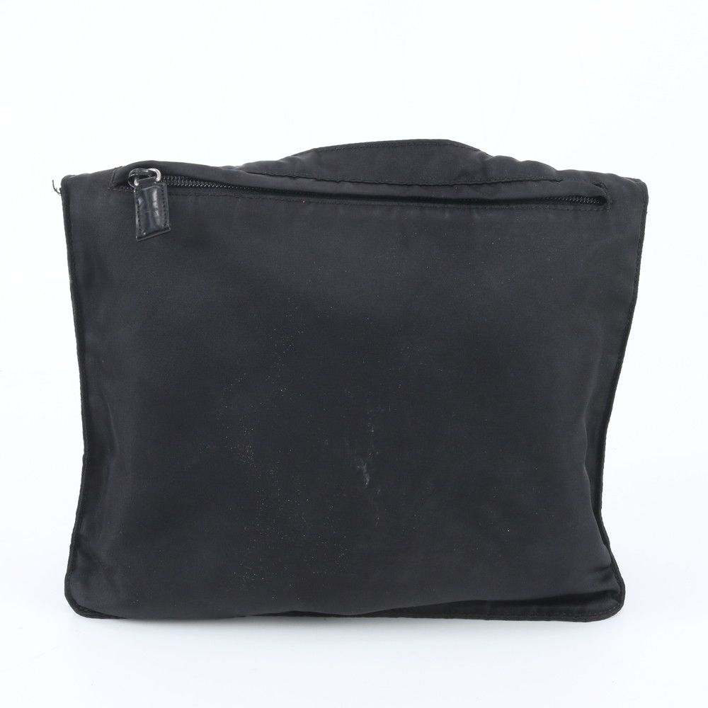 Prada Tessuto Nylon Triangle Logo Leather Shoulder Bag Crossbody Messenger — view 3