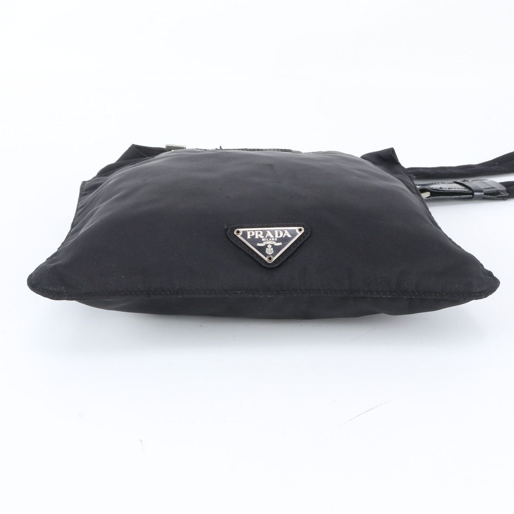 Prada Tessuto Nylon Triangle Logo Leather Shoulder Bag Crossbody Messenger — view 5