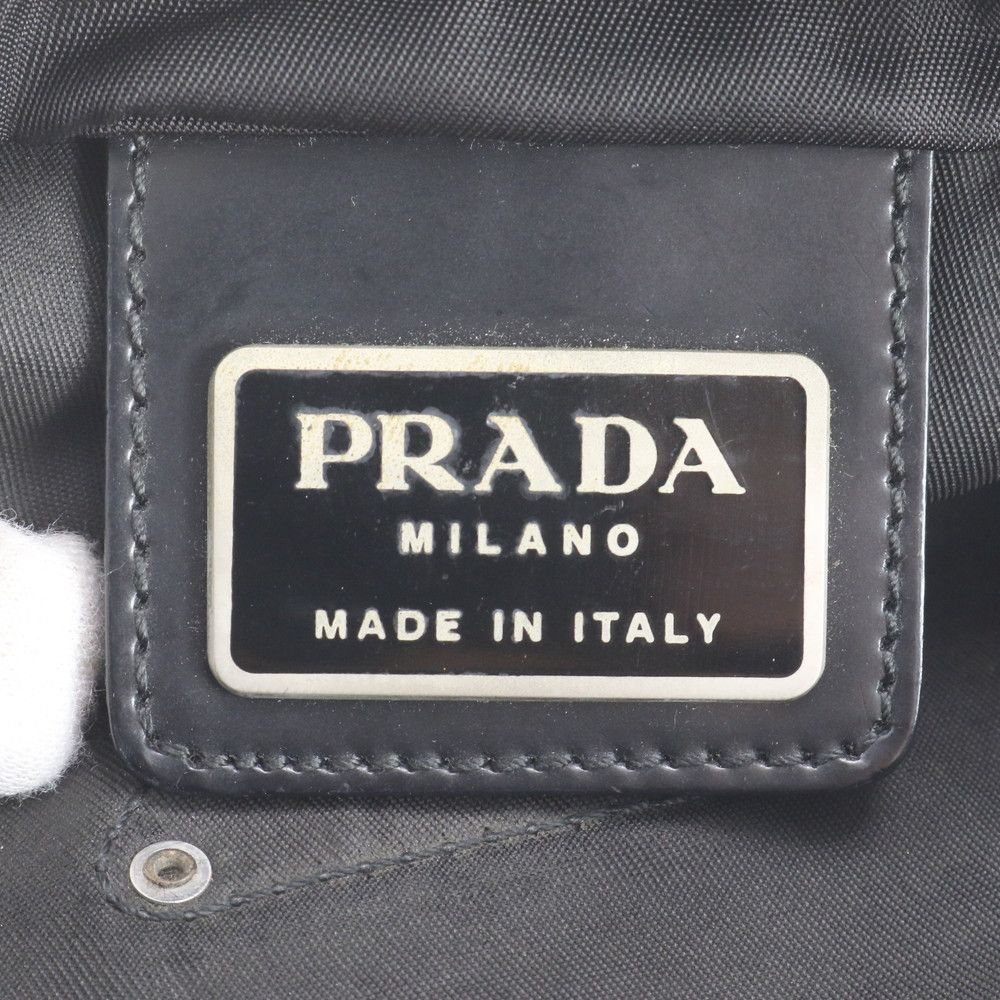 Prada Tessuto Nylon Triangle Logo Leather Shoulder Bag Crossbody Messenger — view 9