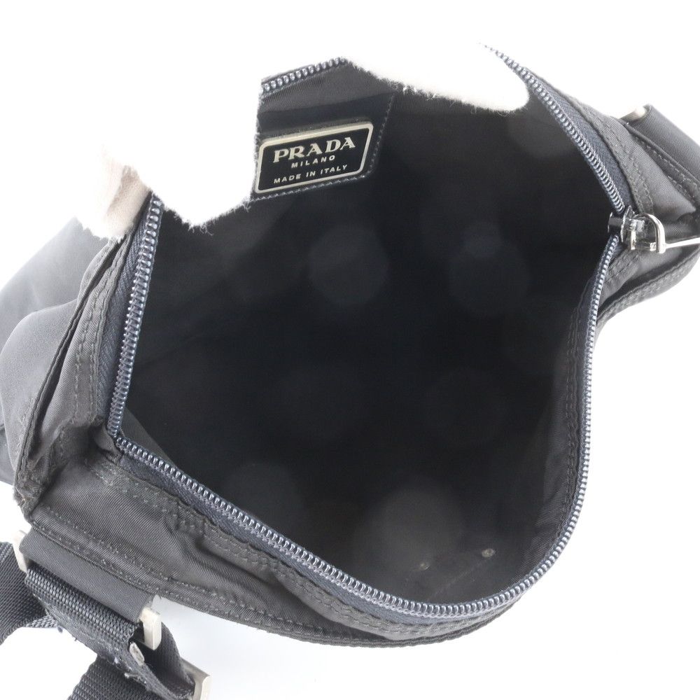Prada Tessuto Nylon Triangle Logo Leather Shoulder Bag Crossbody Messenger — view 7