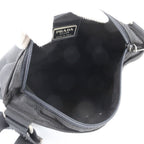 Prada Tessuto Nylon Triangle Logo Leather Shoulder Bag Crossbody Messenger — view 7