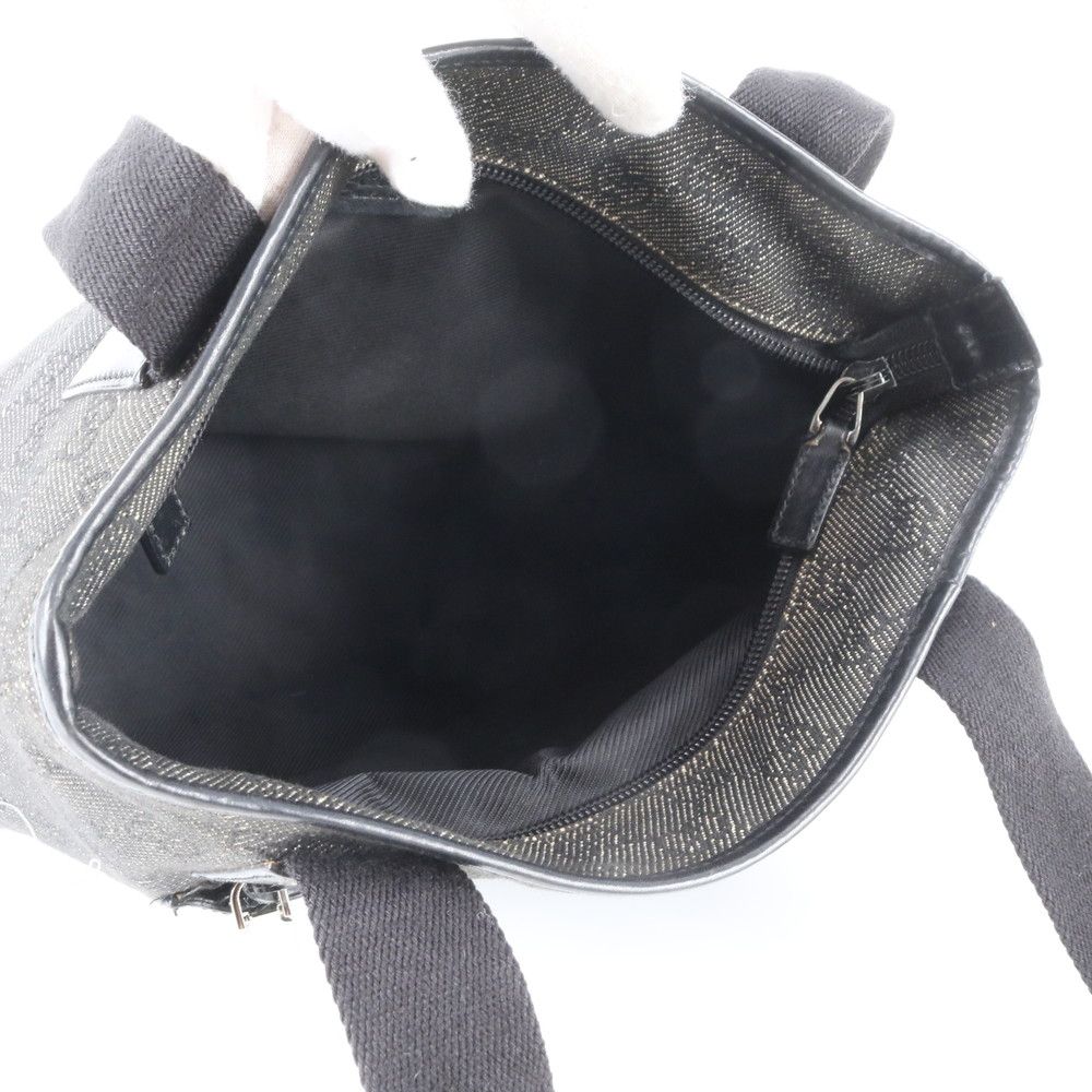 Gucci GG Canvas Leather Tote Shoulder Hand Black — view 7