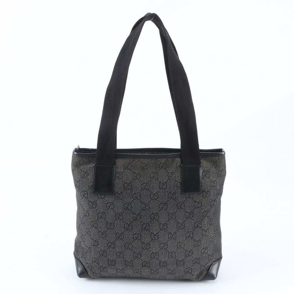 Gucci GG Canvas Leather Tote Shoulder Hand Black — view 3