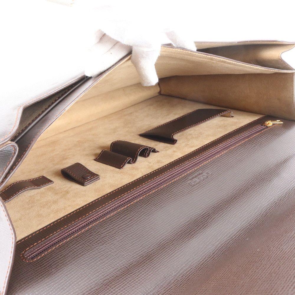 Loewe Anagram Leather Business Document Briefcase Tote Brown — view 7