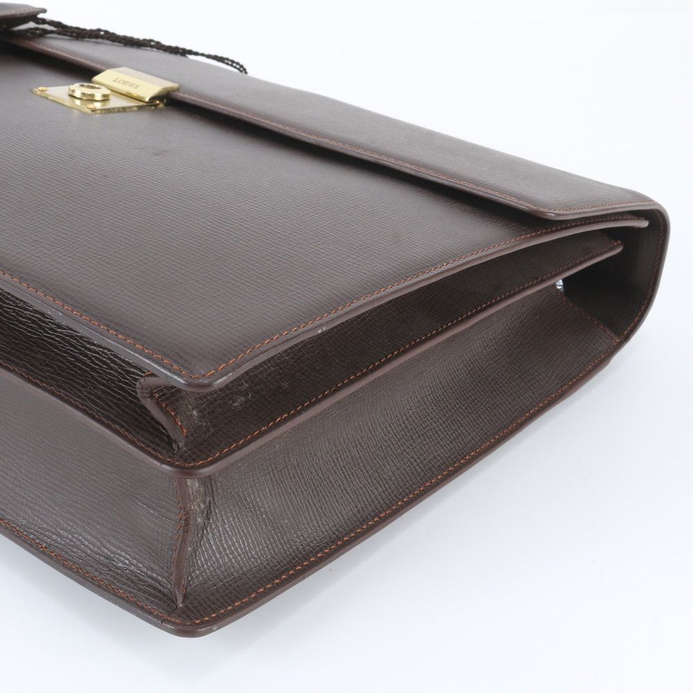 Loewe Anagram Leather Business Document Briefcase Tote Brown — view 4