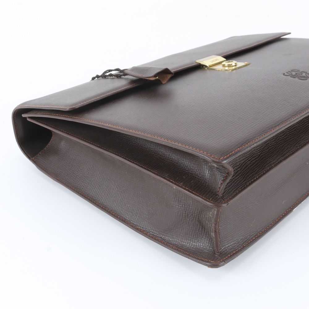 Loewe Anagram Leather Business Document Briefcase Tote Brown — view 6