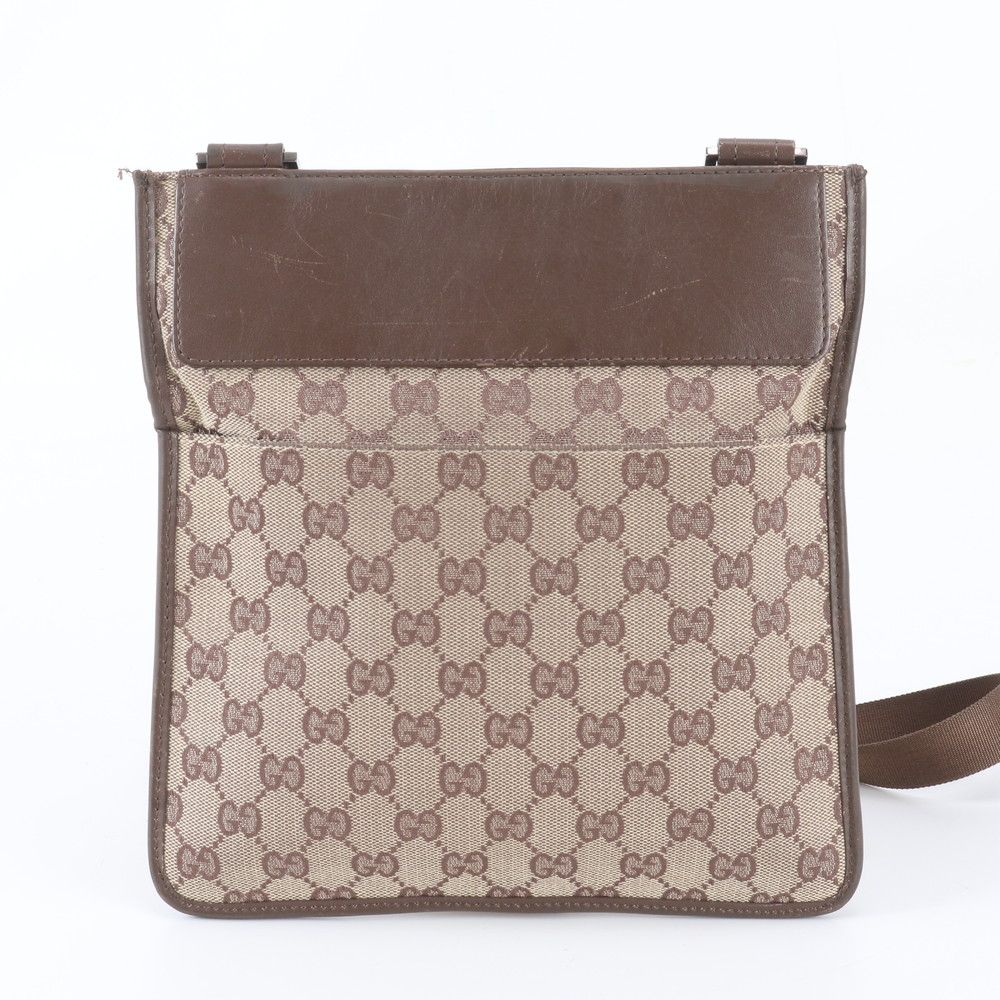 Gucci GG Canvas 019 Leather Shoulder Bag Crossbody Messenger Brown — view 3