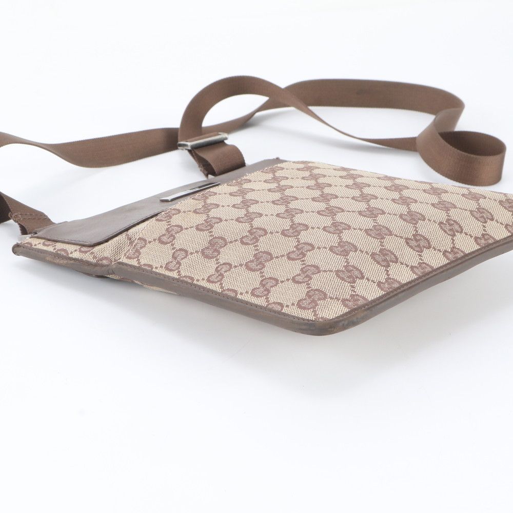 Gucci GG Canvas 019 Leather Shoulder Bag Crossbody Messenger Brown — view 5