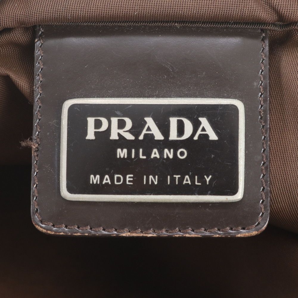 Prada Tessuto Nylon Triangle Logo Leather Shoulder Bag Crossbody Messenger — view 8