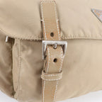 Prada Tessuto Nylon Triangle Logo Leather Shoulder Bag Crossbody — view 9