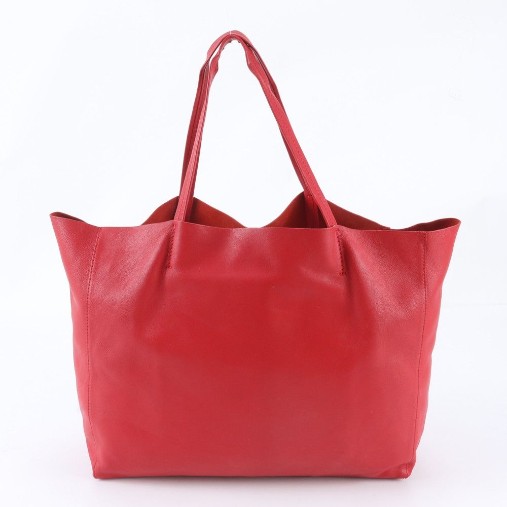 Celine Horizontal Cabas Red Leather Tote Shoulder — view 3