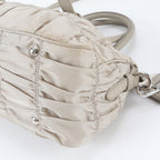 Prada Tessuto Nylon Triangle Logo Gathered Leather 2-Way Shoulder Bag Crossbody — view 5