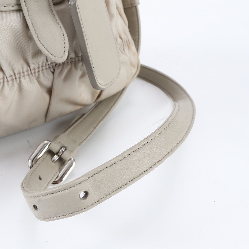 Prada Tessuto Nylon Triangle Logo Gathered Leather 2-Way Shoulder Bag Crossbody — view 3