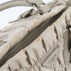 Prada Tessuto Nylon Triangle Logo Gathered Leather 2-Way Shoulder Bag Crossbody — view 9