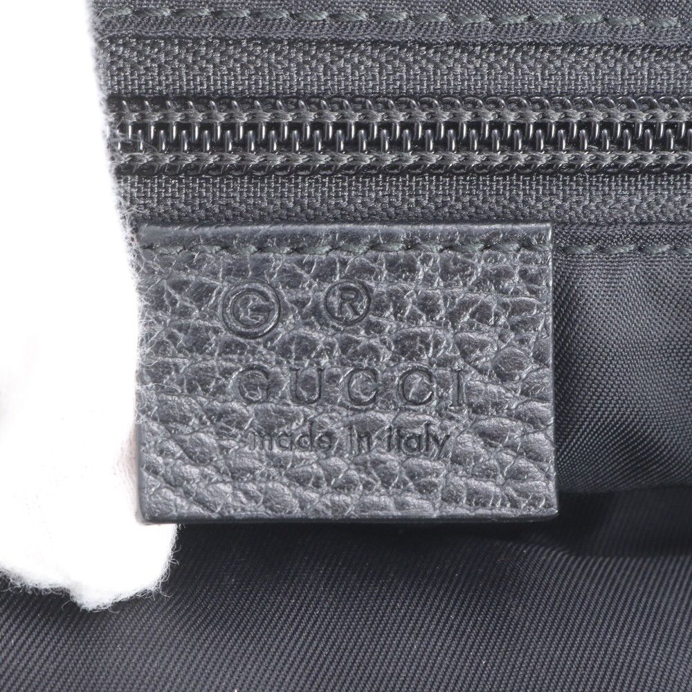 Gucci GG Nylon Leather Shoulder Bag Crossbody Messenger Black — view 8