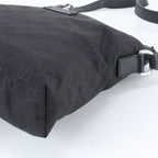 Gucci GG Nylon Leather Shoulder Bag Crossbody Messenger Black — view 4