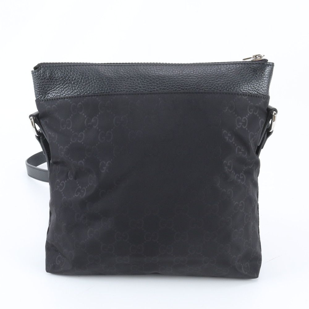 Gucci GG Nylon Leather Shoulder Bag Crossbody Messenger Black — view 3