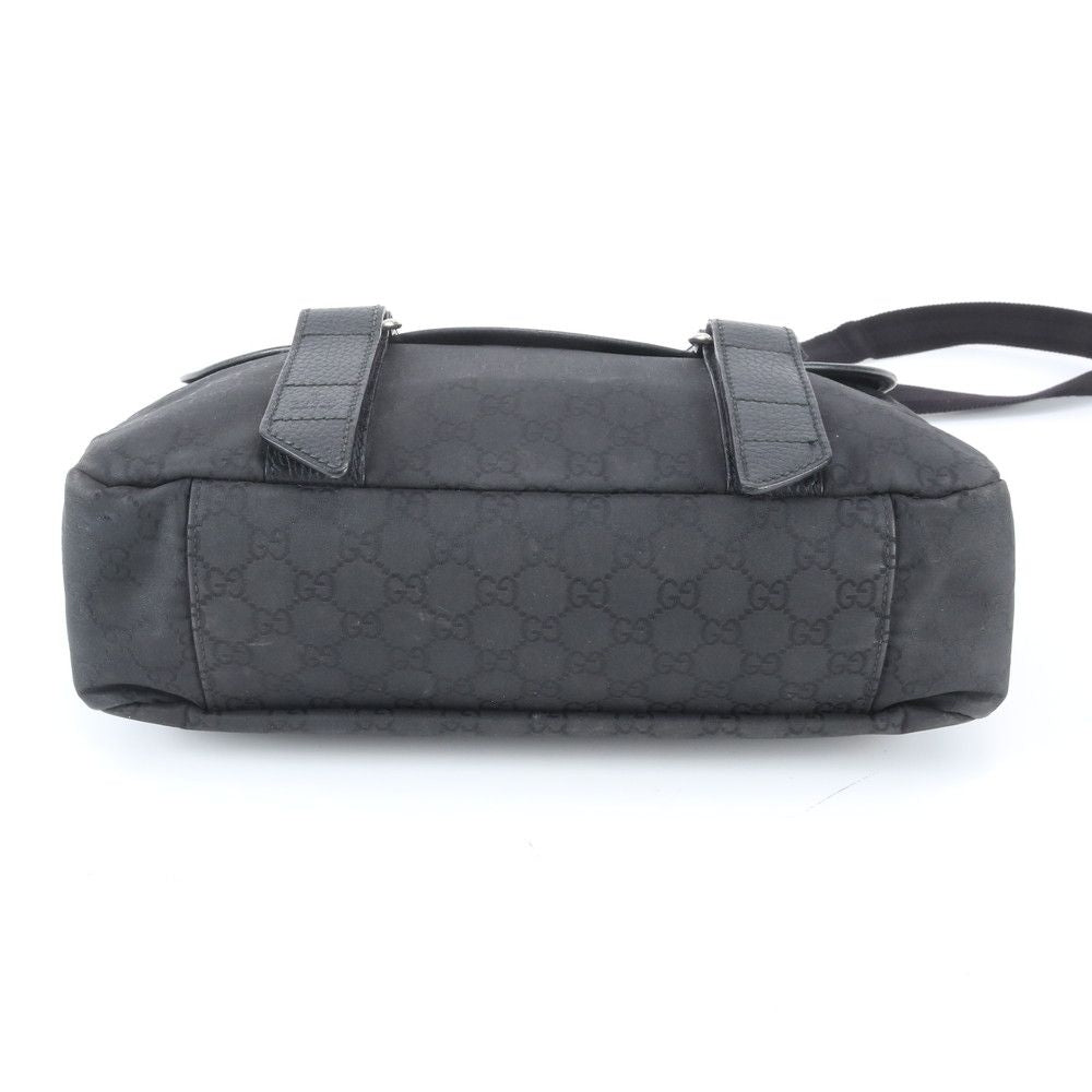 Gucci GG Nylon Leather Shoulder Bag Crossbody Messenger Black — view 5