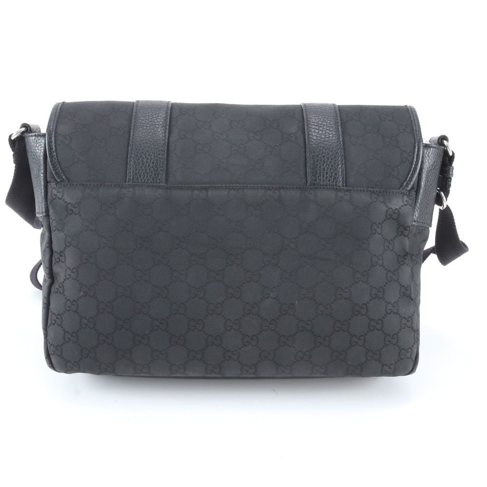 Gucci GG Nylon Leather Shoulder Bag Crossbody Messenger Black — view 3
