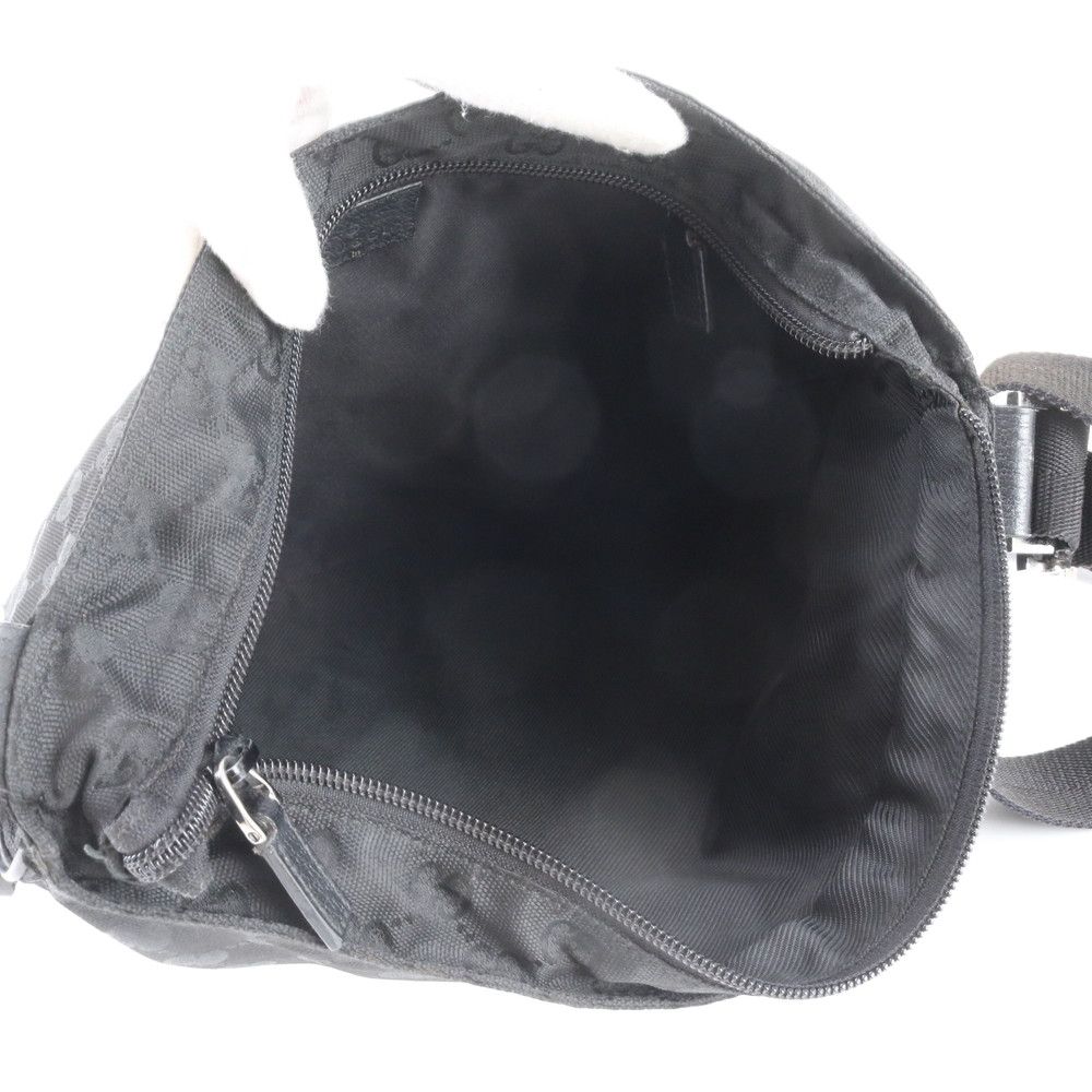 Gucci GG Canvas Leather Shoulder Bag Crossbody Messenger Black — view 7