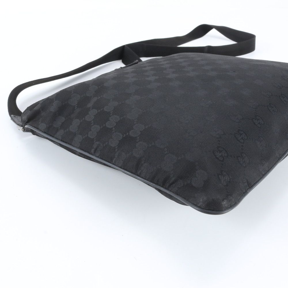 Gucci GG Canvas Leather Shoulder Bag Crossbody Messenger Black — view 6