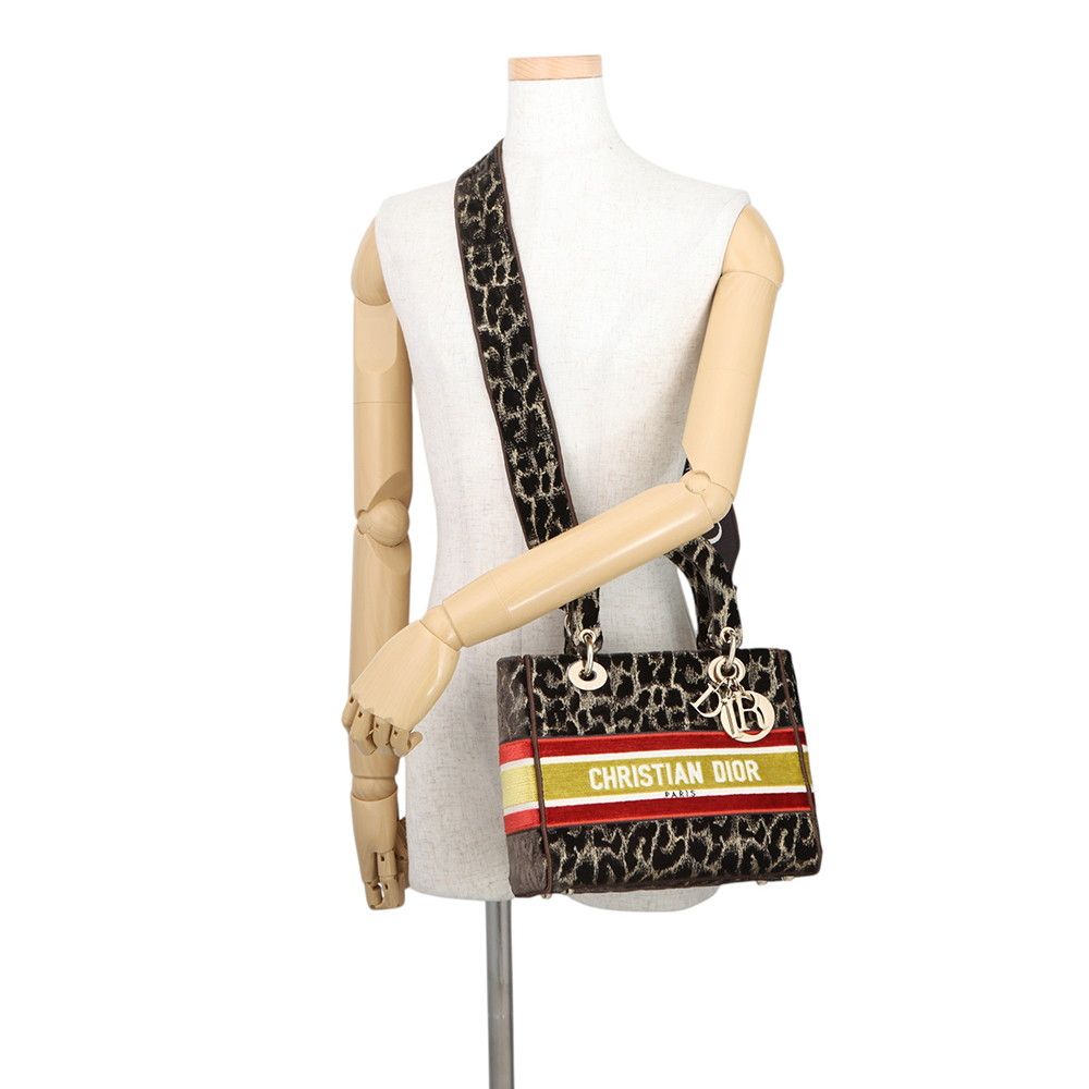 Dior Handbag Light Velvet 2-Way Leopard — view 5