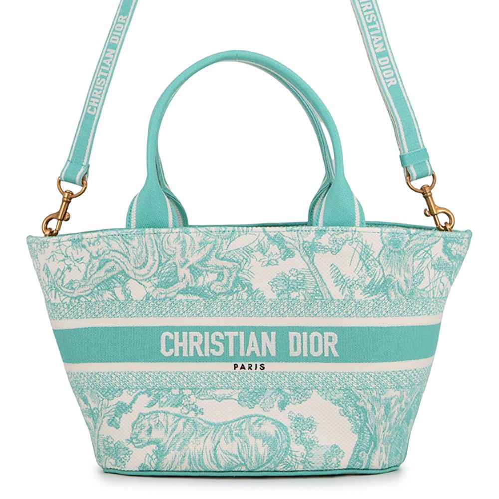 Dior Handbag Toile de Jouy Embroidery Pannier Chapeau 2-Way