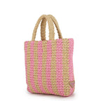 Prada Tote Logo Crochet Small Striped Raffia Handbag — view 2