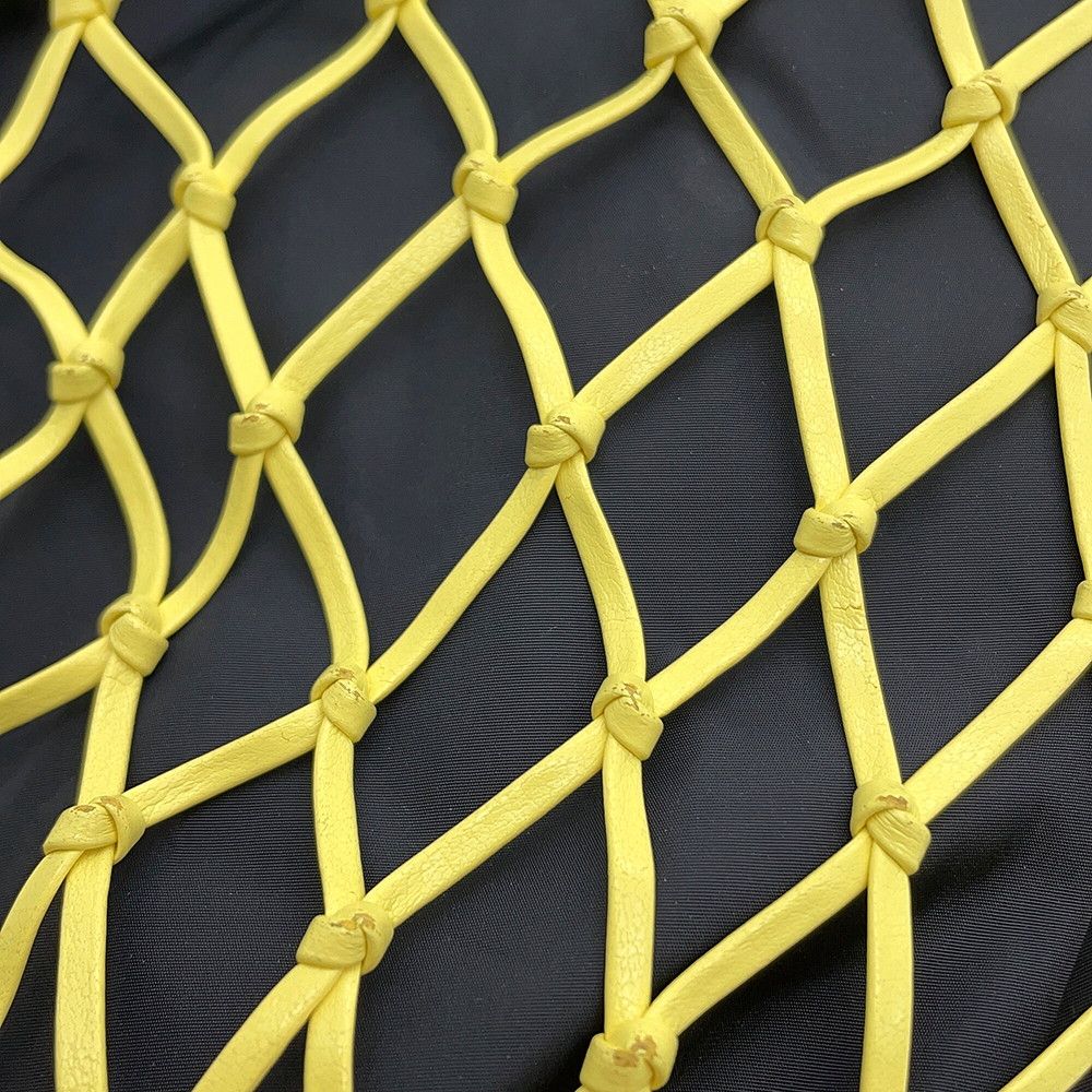 Prada Tote Mesh Triangle Logo Leather Nylon Handbag Black — view 7