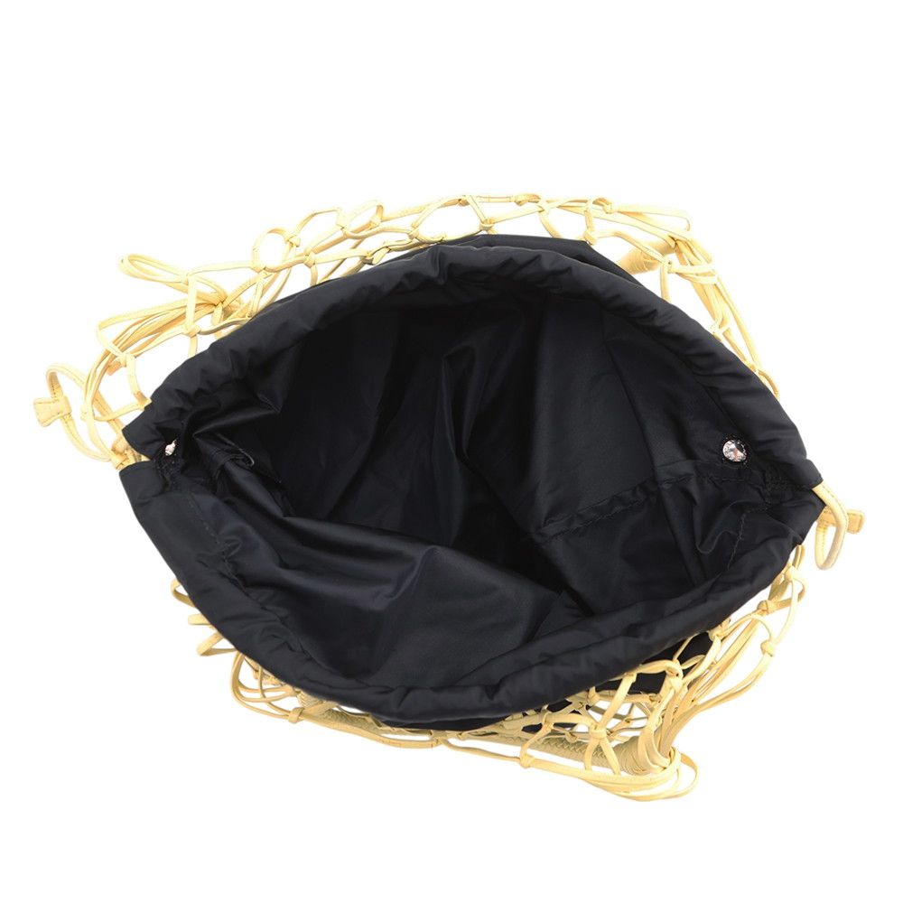 Prada Tote Mesh Triangle Logo Leather Nylon Handbag Black — view 5